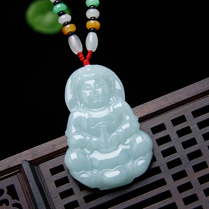 開光玉石翡翠觀音吊墜項鏈
